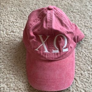 Burgundy vintage wash red chi omega baseball hat